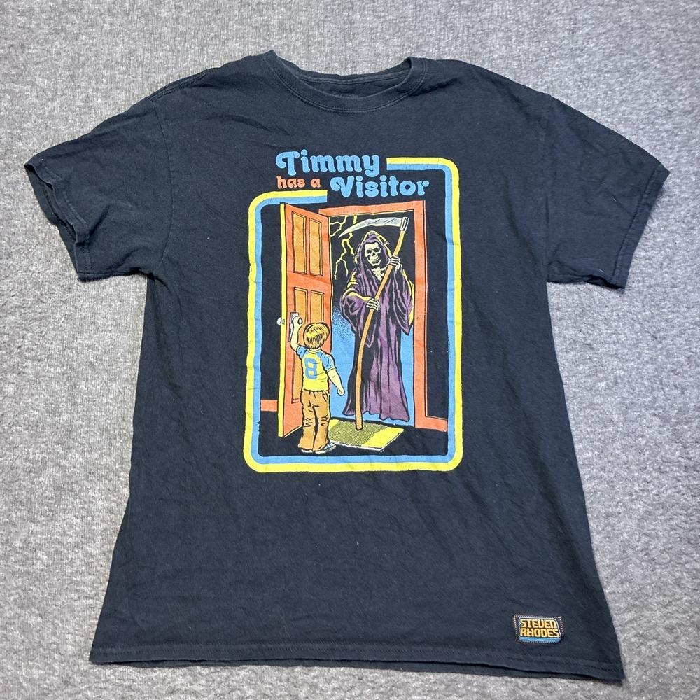 Steven Rhodes 'Timmy Has A Visitor' Adult Medium Shirt Black Reaper Punk Horror